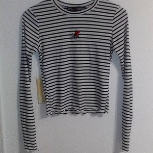 Striped longsleeve with cute design in middle